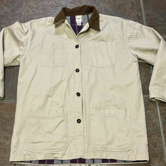 ~~BOUNDARY WATERS Chore Barn Utility Jacket Ivory Flannel UNISEX M Lined - Picture 1 of 6